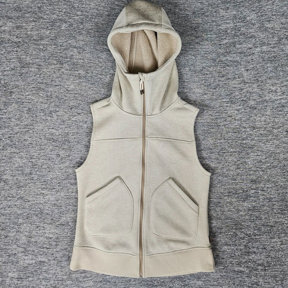 Burton Minxy Fleece Vest Women's Small Hooded Cream Sleeveless Sherpa Snowboard